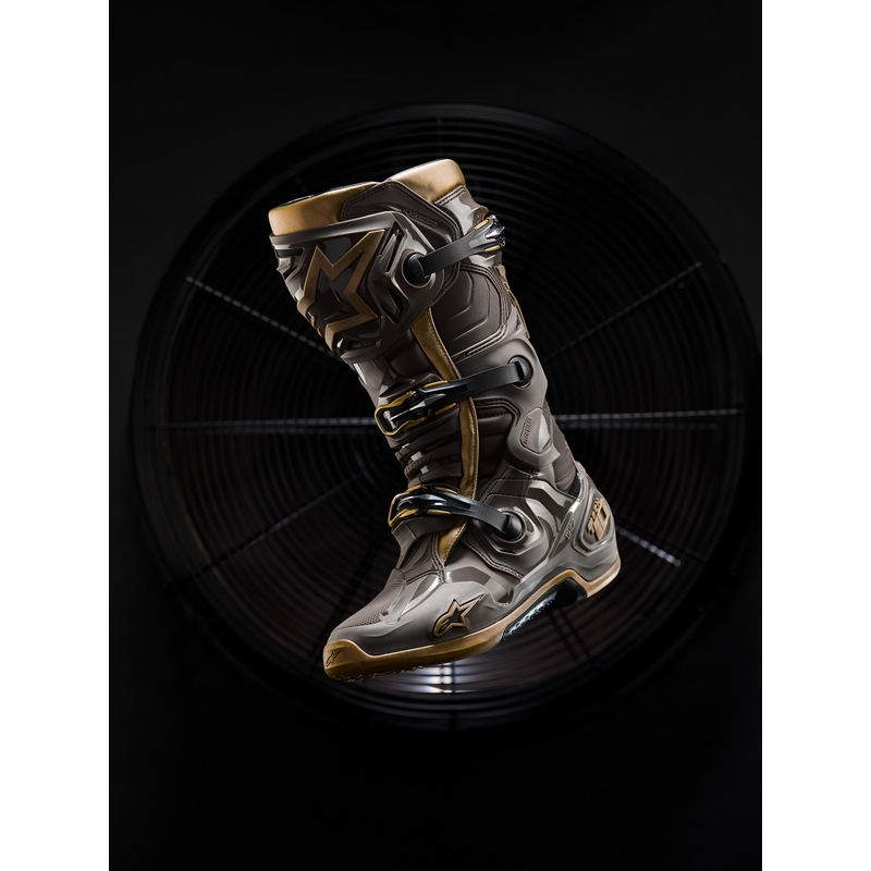 Alpinestars TECH 10 Limited Edition AIR GOLD motociklo batai rudi auksiniai