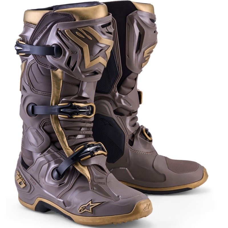 Alpinestars TECH 10 Limited Edition AIR GOLD motociklo batai rudi auksiniai