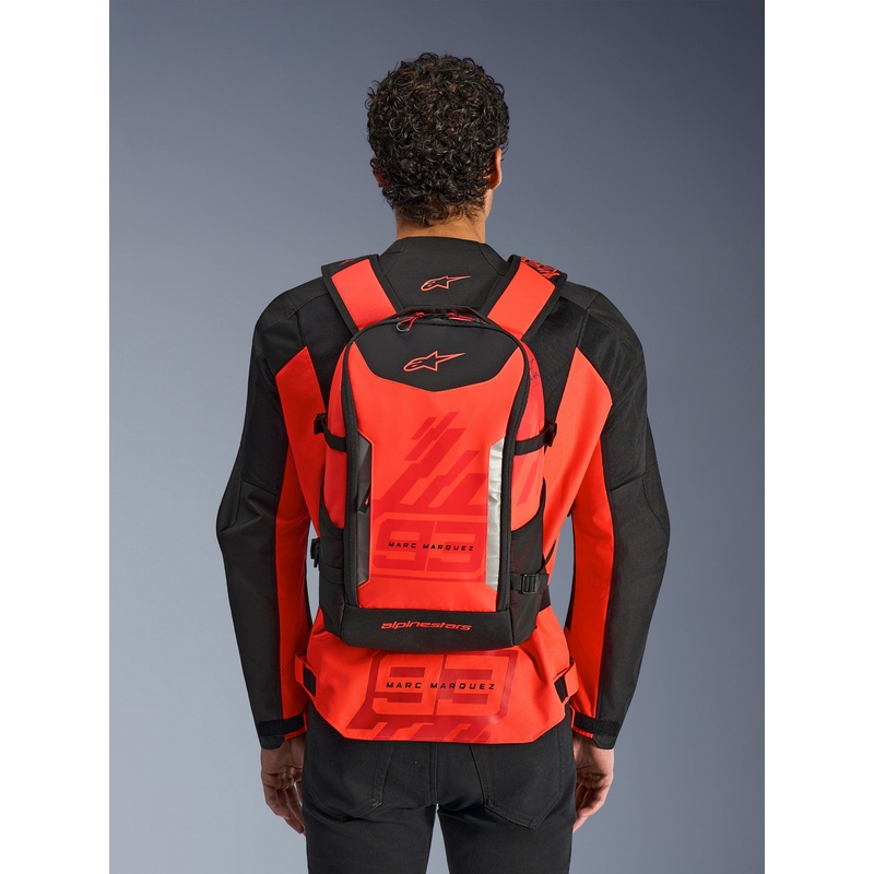 Alpinestars AMP-3 MM93 kuprinė, raudona, fluorescencinė, raudona, juoda, 17 l