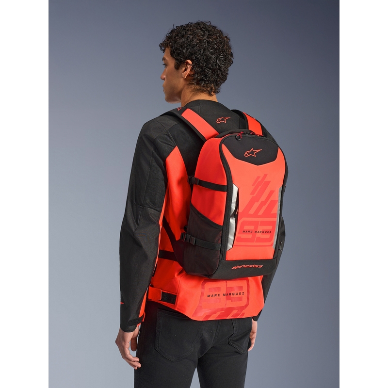 Alpinestars AMP-3 MM93 kuprinė, raudona, fluorescencinė, raudona, juoda, 17 l