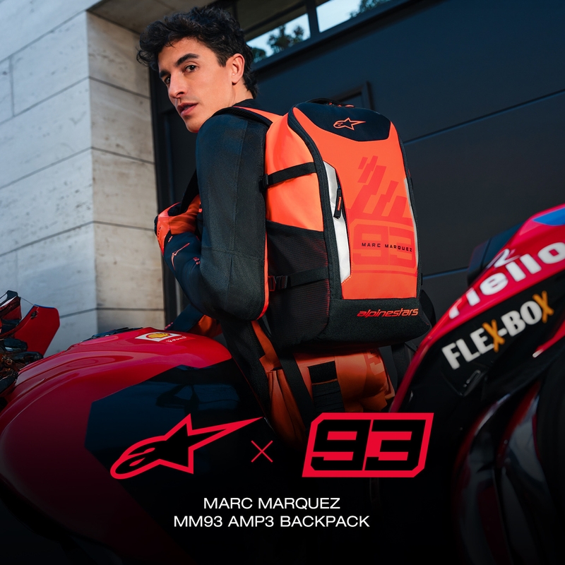 Alpinestars AMP-3 MM93 kuprinė, raudona, fluorescencinė, raudona, juoda, 17 l