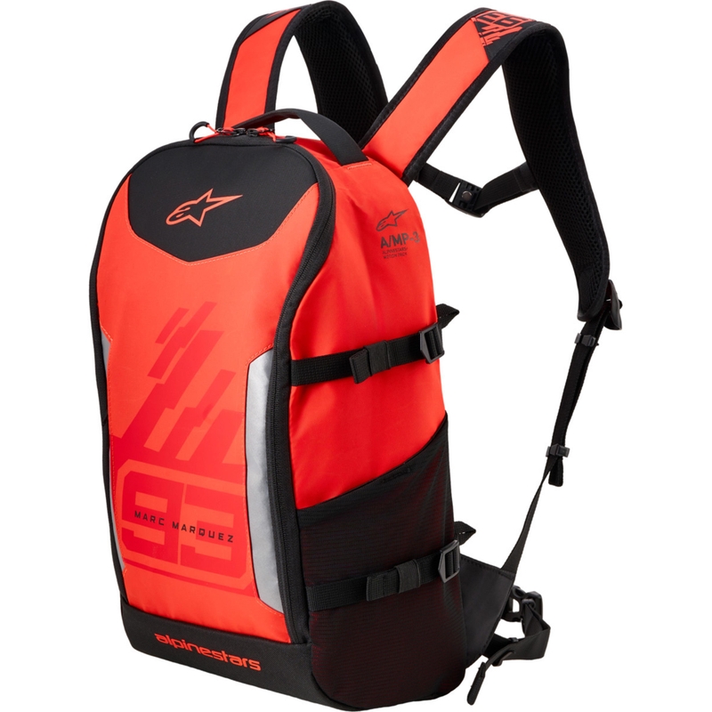 Alpinestars AMP-3 MM93 kuprinė, raudona, fluorescencinė, raudona, juoda, 17 l