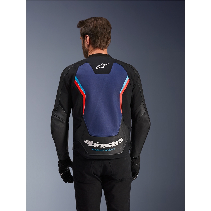 Alpinestars GP Force V2 odinė motociklo striukė, juoda-mėlyna-fluorescencinė raudona