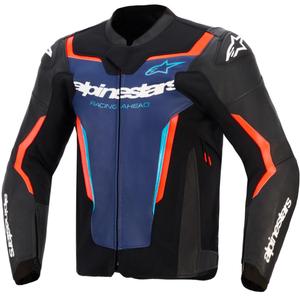 Alpinestars GP Force V2 odinė motociklo striukė, juoda-mėlyna-fluorescencinė raudona