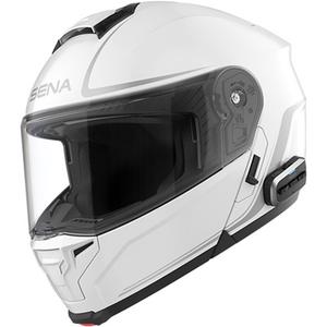 Atlenkiamas motociklo šalmas su ausinėmis SENA Outrush 2 baltas