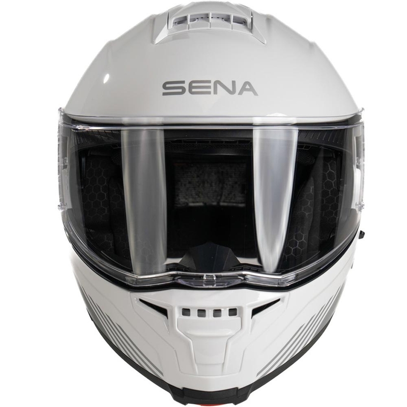 Atlenkiamas motociklo šalmas su ausinėmis SENA Specter baltas