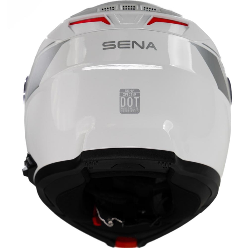 Atlenkiamas motociklo šalmas su ausinėmis SENA Specter baltas