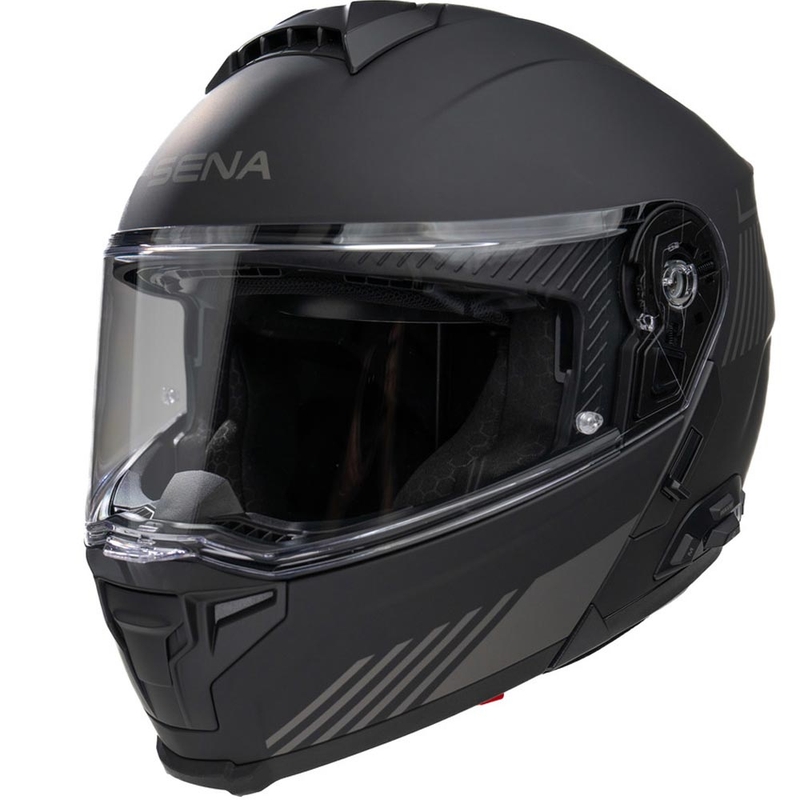Atlenkiamas motociklo šalmas su ausinėmis SENA Specter matinės juodos spalvos