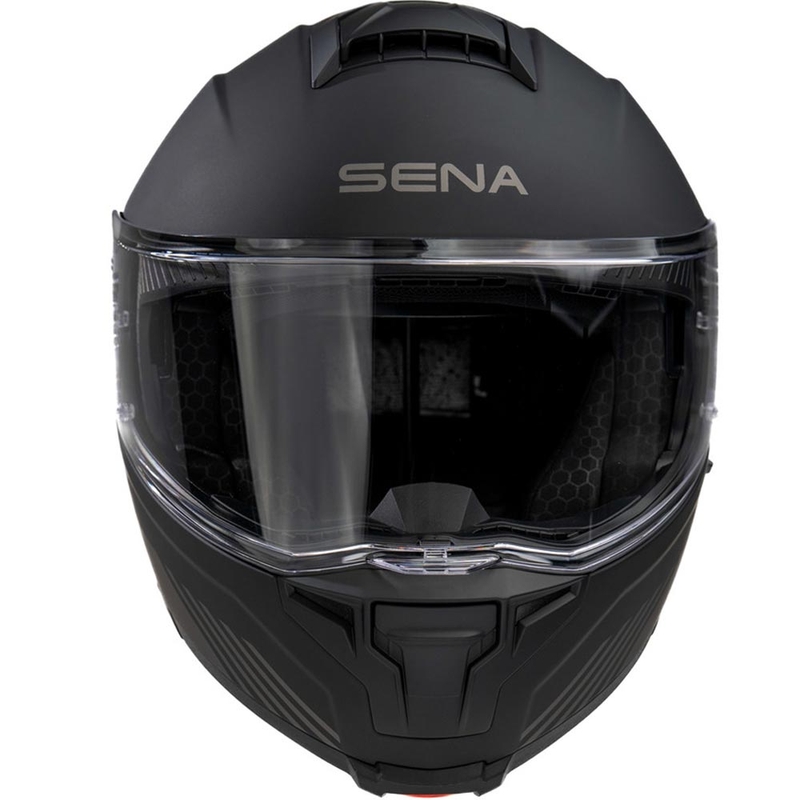 Atlenkiamas motociklo šalmas su ausinėmis SENA Specter matinės juodos spalvos