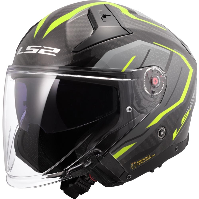 Atviras motociklo šalmas LS2 OF603 Infinity II C Urus fluorescencinis geltonas