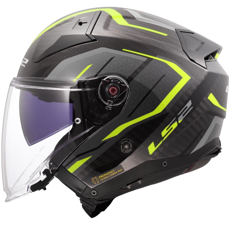 Atviras motociklo šalmas LS2 OF603 Infinity II C Urus fluorescencinis geltonas