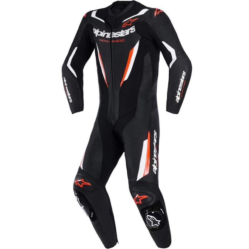 Alpinestars GP FORCE V2 vientisas motociklo kostiumas juodas-baltas-fluorescencinis raudonas