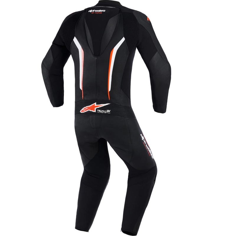 Alpinestars GP FORCE V2 vientisas motociklo kostiumas juodas-baltas-fluorescencinis raudonas
