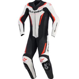 Alpinestars GP FORCE V2 vientisas motociklo kostiumas, baltas-juodas-fluorescencinis raudonas