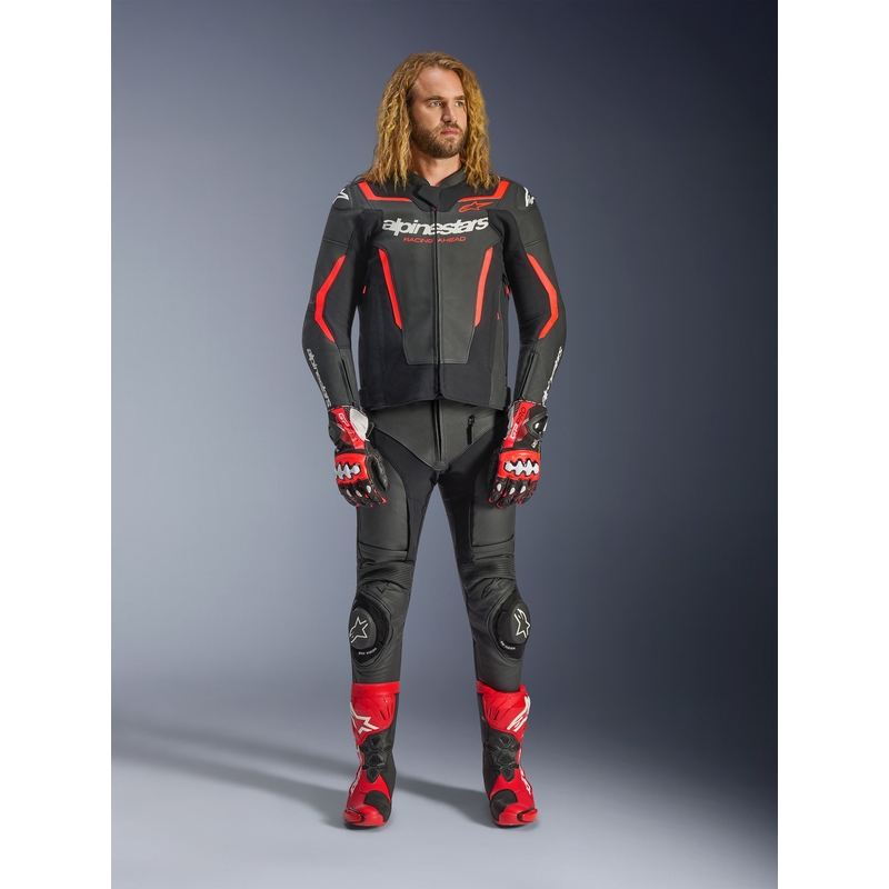 Alpinestars GP Force V2 odinė motociklo striukė, juoda-fluorescencinė-raudona-balta