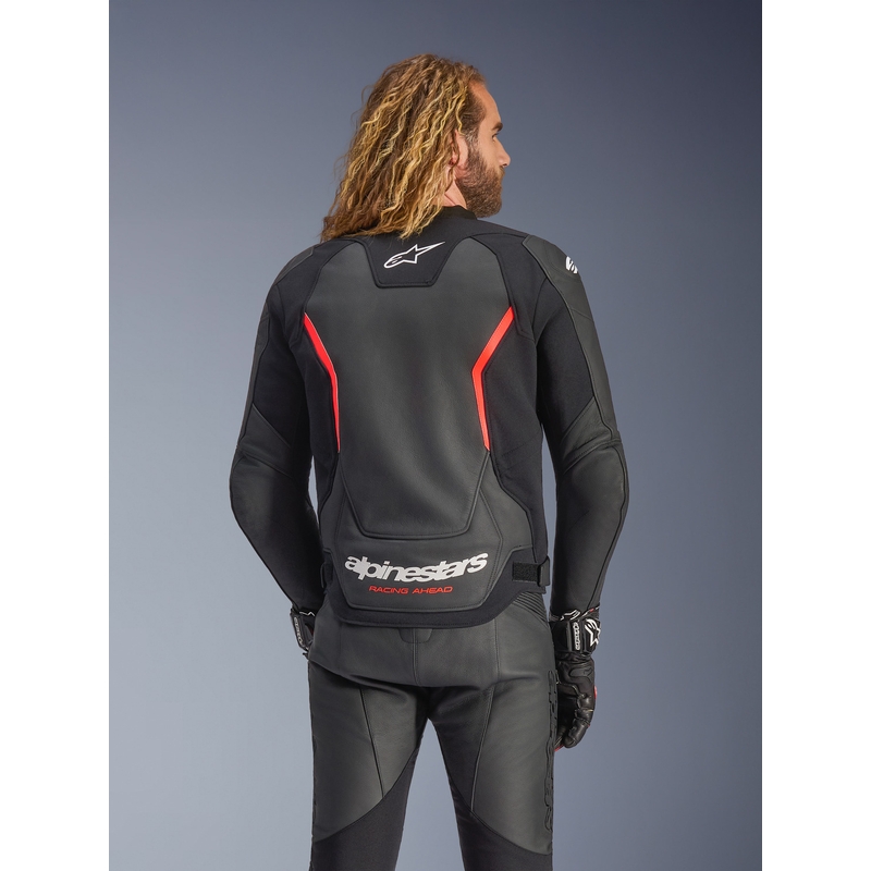 Alpinestars GP Force V2 odinė motociklo striukė, juoda-fluorescencinė-raudona-balta