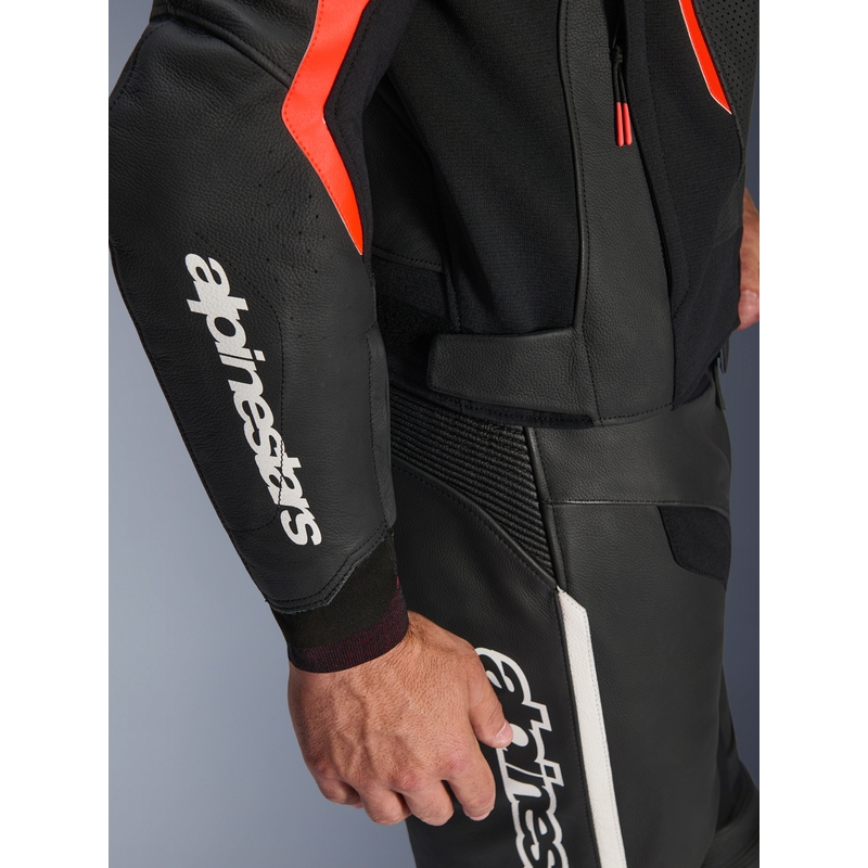 Alpinestars GP Force V2 odinė motociklo striukė, juoda-fluorescencinė-raudona-balta