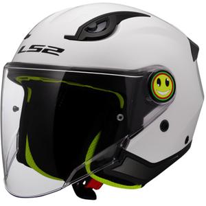 Vaikiškas atviras motociklo šalmas LS2 OF622 Funny II, vientisai baltas