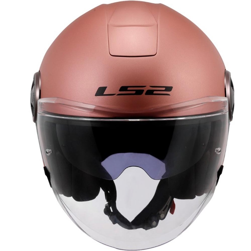 Atviras motociklo šalmas LS2 OF620 Classy Solid matinės aukso-rožinės spalvos
