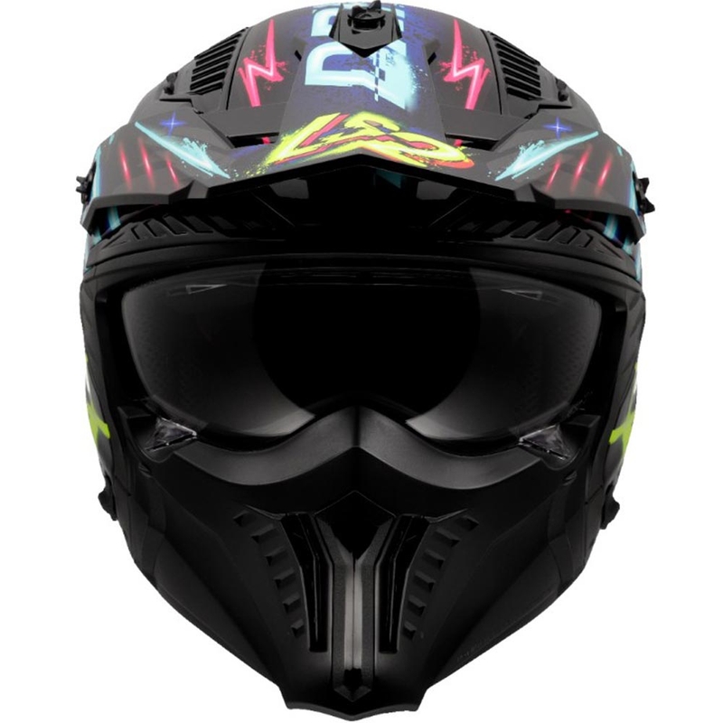 Trial motociklo šalmas LS2 OF606 Drifter Rayz juodas-mėlynas