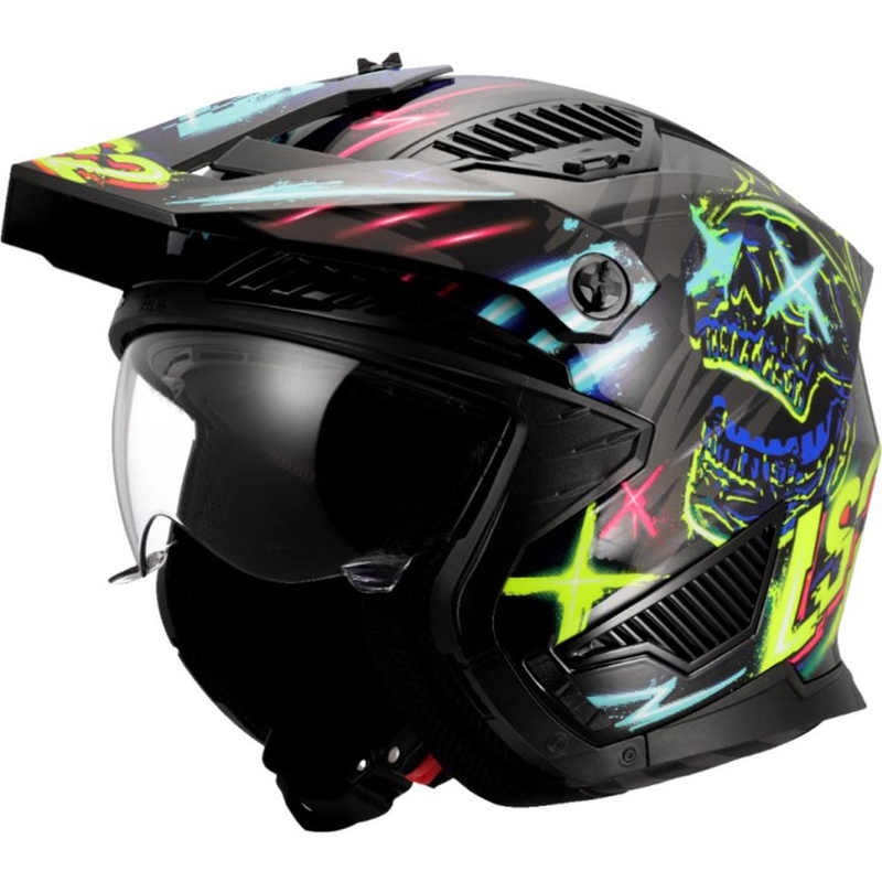 Trial motociklo šalmas LS2 OF606 Drifter Rayz juodas-mėlynas