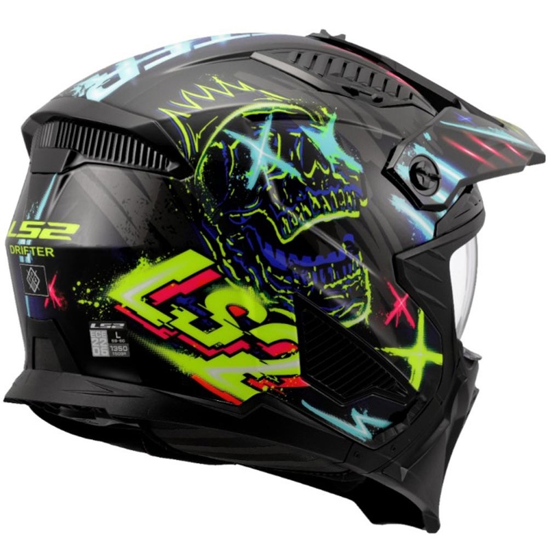Trial motociklo šalmas LS2 OF606 Drifter Rayz juodas-mėlynas