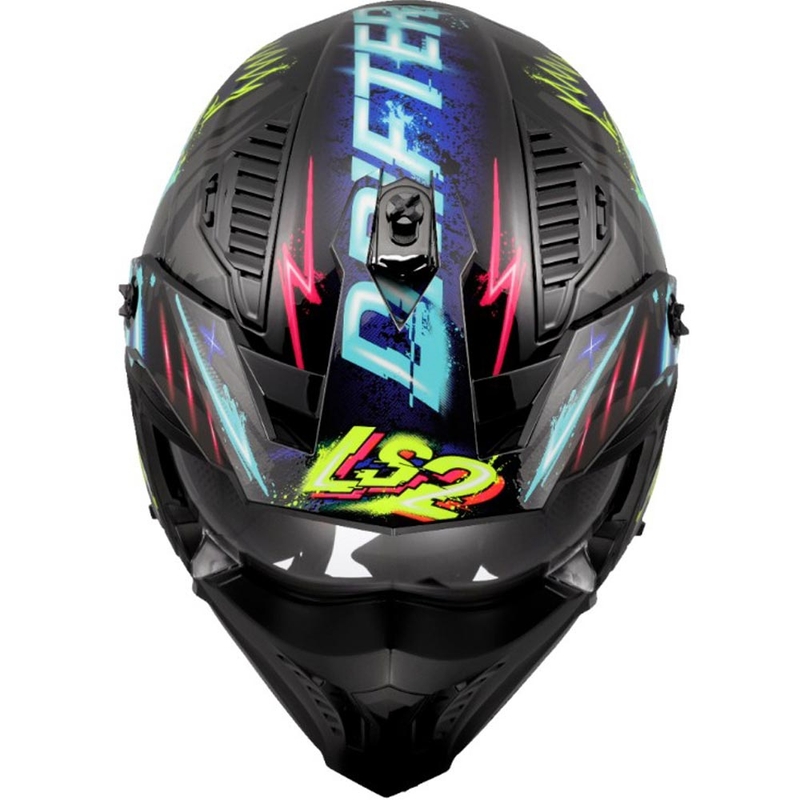 Trial motociklo šalmas LS2 OF606 Drifter Rayz juodas-mėlynas