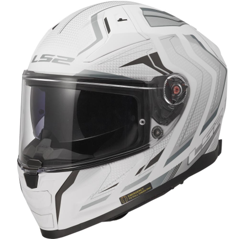 Uždaras motociklo šalmas LS2 FF811 Vector II Alizer matinė balta