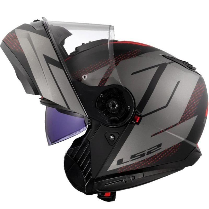 Atlenkiamas motociklo šalmas LS2 FF908 Strobe II Code juodai pilkas