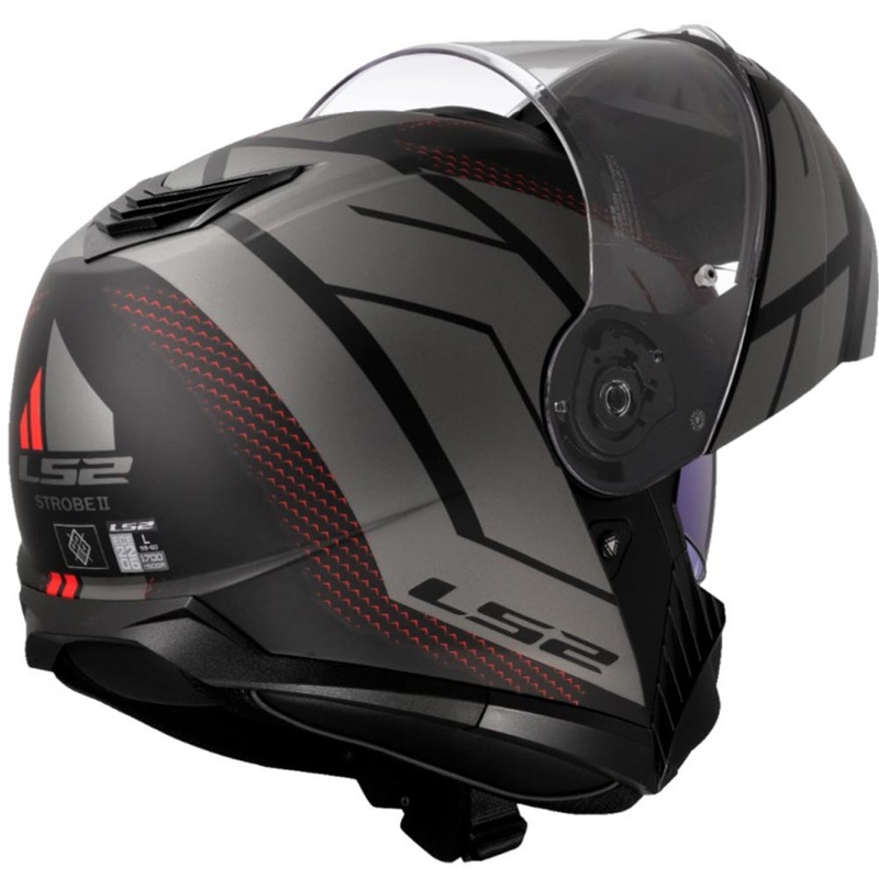 Atlenkiamas motociklo šalmas LS2 FF908 Strobe II Code juodai pilkas