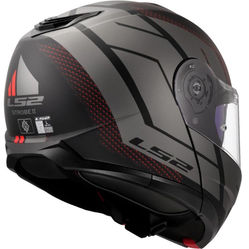 Atlenkiamas motociklo šalmas LS2 FF908 Strobe II Code juodai pilkas