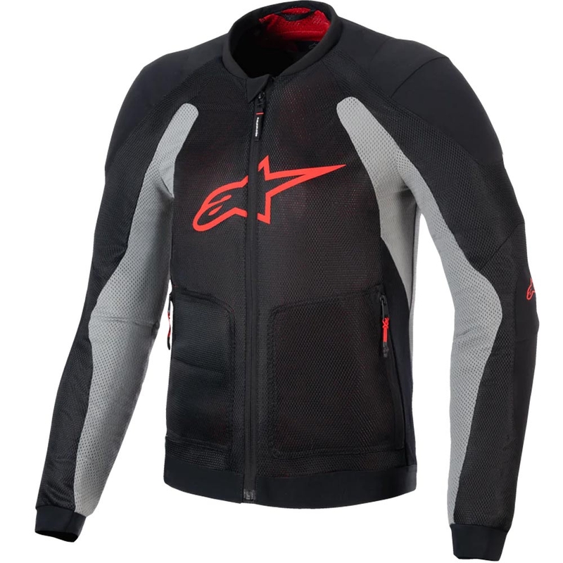 "Alpinestars TROOP-AIR PRO" juoda-šviesiai pilka-raudona motociklininko striukė