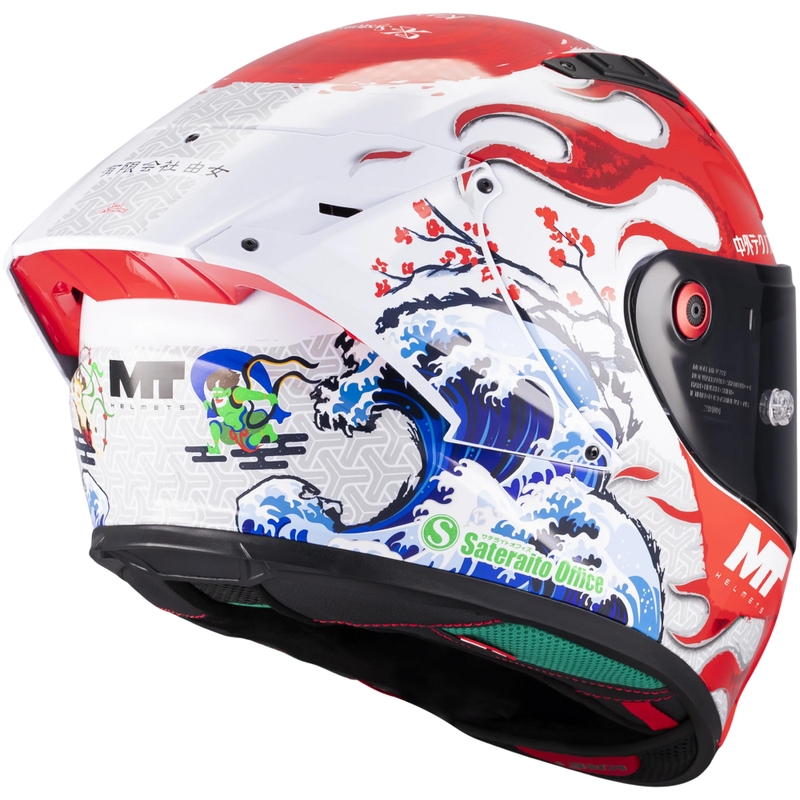 Uždaras motociklo šalmas KRE + S Yamanaka A5 raudonai baltas