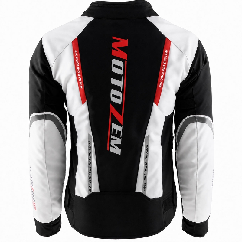 Moteriška motociklo striukė „Motozem Team 2“ juoda-balta
