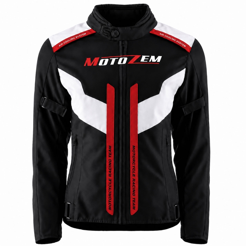 Moteriška motociklo striukė „Motozem Team 2“ juoda-balta