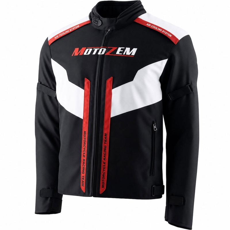 Motozem Team 2 motociklo striukė juoda-balta