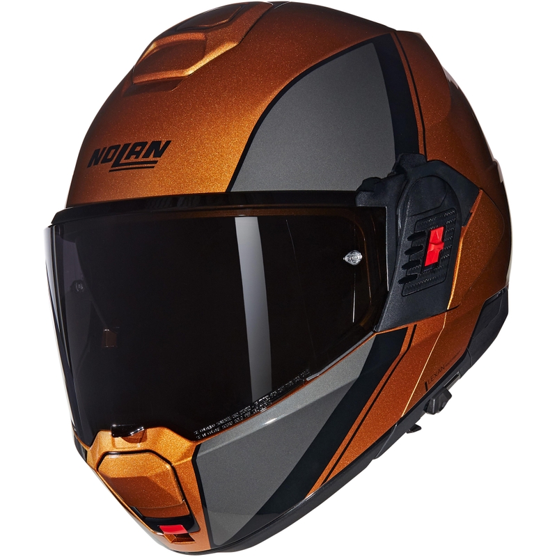 Atlenkiamas motociklo šalmas Nolan N120-1 Verniciatura Speciale N-COM 343 blizgi ochra-juoda