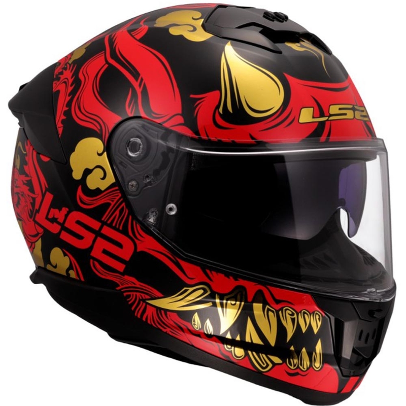 Uždaras motociklo šalmas LS2 FF808 Drako juodas-raudonas