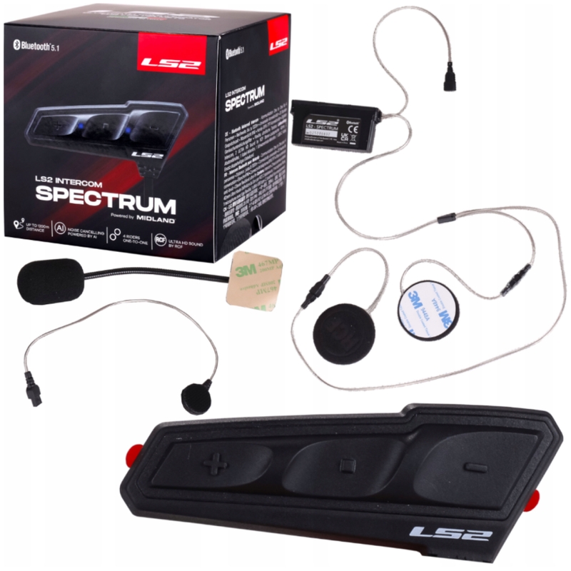„Bluetooth“ motociklo domofonas LS2 Spectrum juodas