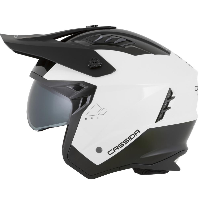 Modulinis motociklo šalmas Cassida Cross Country Dual balta-juoda