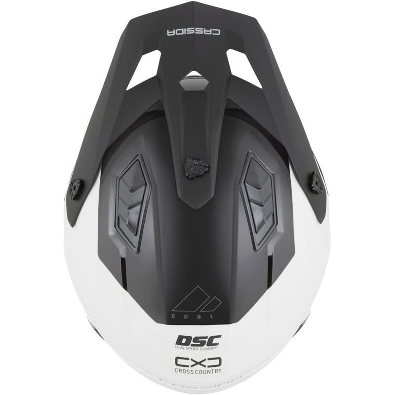 Modulinis motociklo šalmas Cassida Cross Country Dual balta-juoda