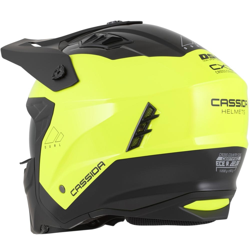 Modulinis motociklo šalmas Cassida Cross Country Dual fluorescencinė geltona-juoda