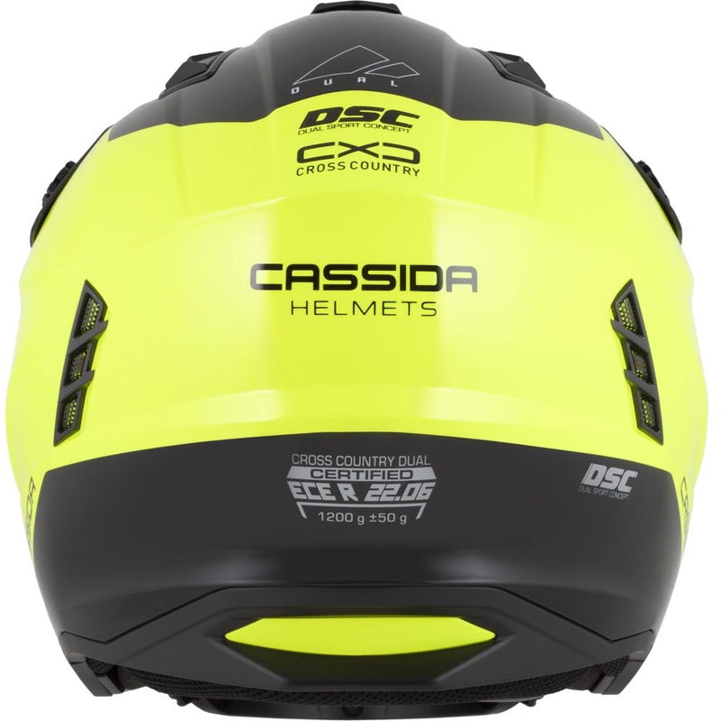 Modulinis motociklo šalmas Cassida Cross Country Dual fluorescencinė geltona-juoda