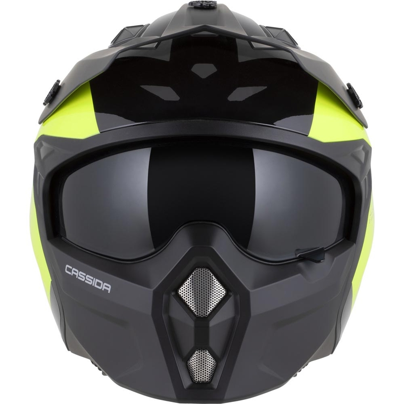 Modulinis motociklo šalmas Cassida Cross Country Dual fluorescencinė geltona-juoda