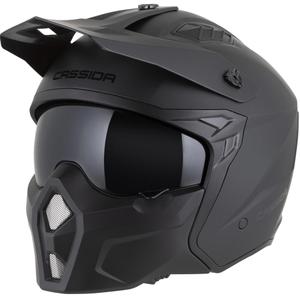 Modulinis motociklo šalmas Cassida Cross Country Dual matinė juoda