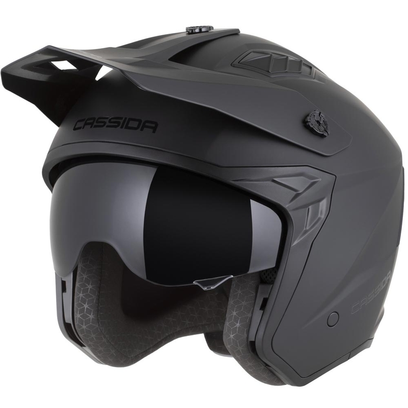Modulinis motociklo šalmas Cassida Cross Country Dual matinė juoda
