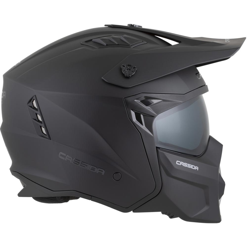 Modulinis motociklo šalmas Cassida Cross Country Dual matinė juoda