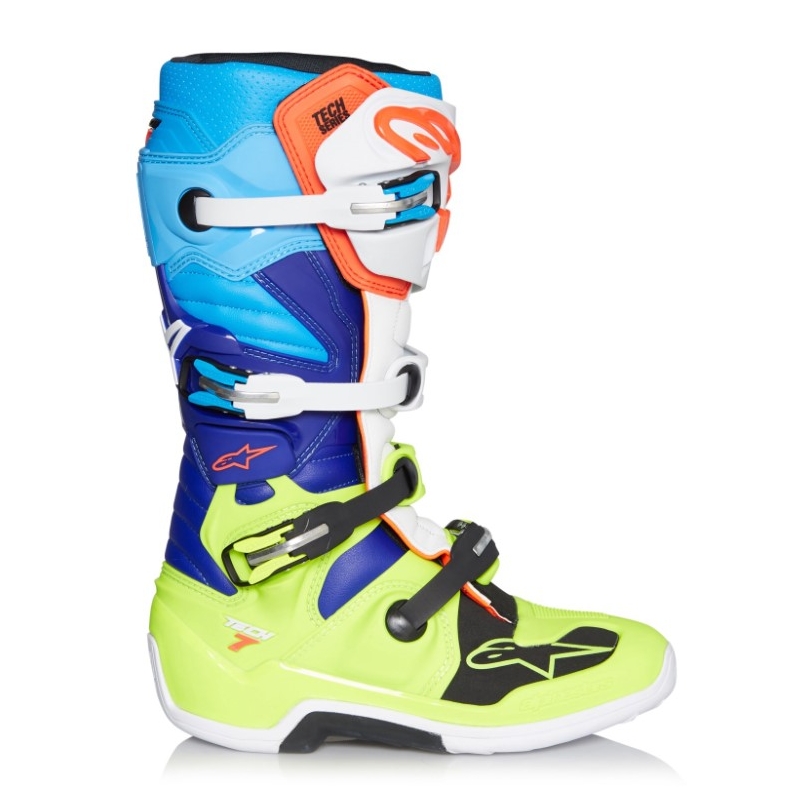 Boty na motorku Alpinestars Tech 7 žluto-bílo-modro-červeno-černé
