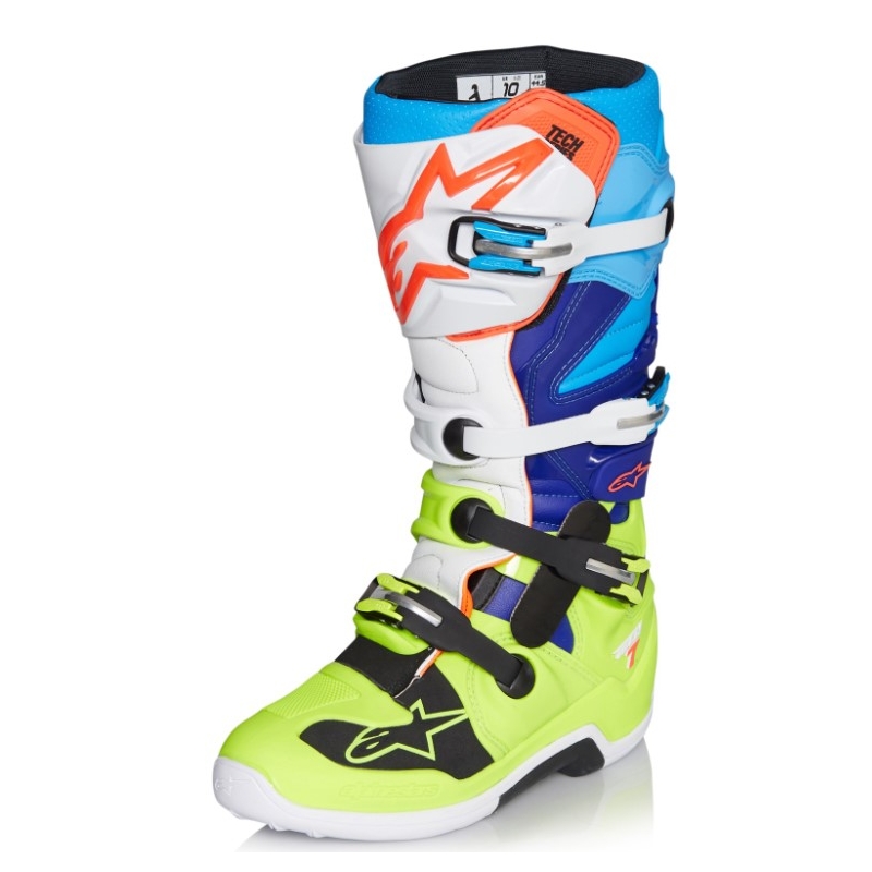 Boty na motorku Alpinestars Tech 7 žluto-bílo-modro-červeno-černé