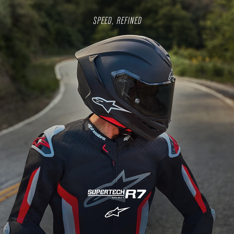Alpinestars S-R7 Solid uždaras motociklo šalmas, matinės juodos spalvos